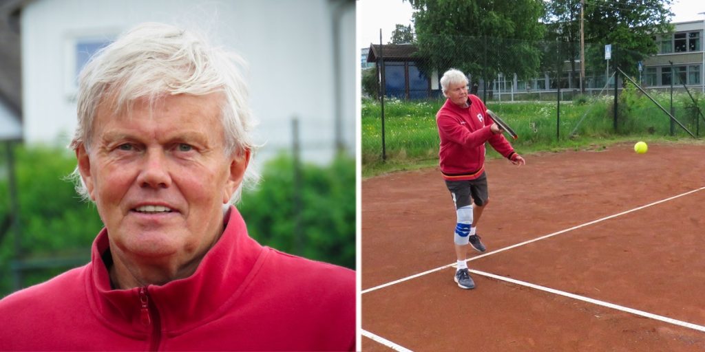 Mikjel Aksnes. Styreformann og tennisspiller i veteranklassen. Norsk idrett. Foto: Vårt Strømmen, vartstrommen.no.