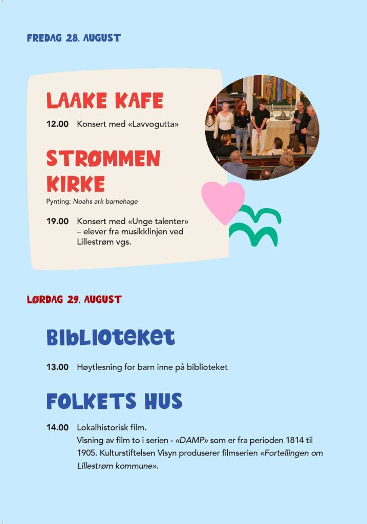 Strømmen Vel: Program for Strømmenfestivalen ("Sagelvafestivalen") 2026. Illustrasjon: Fra festivalprogrammet.