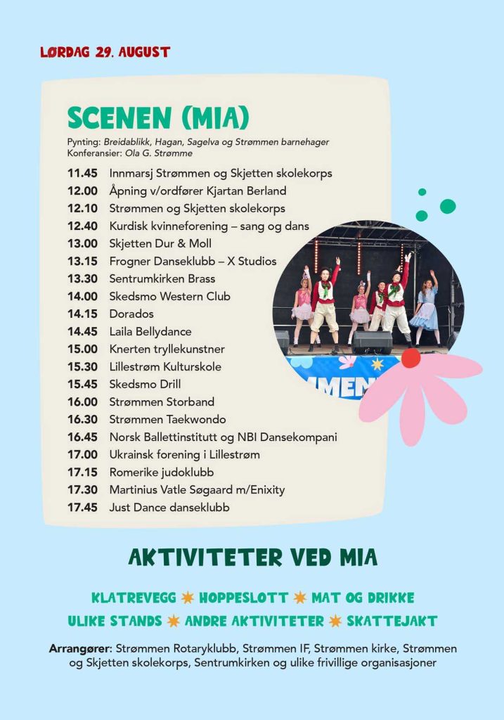Strømmen Vel: Program for Strømmenfestivalen ("Sagelvafestivalen") 2026. Illustrasjon: Fra festivalprogrammet.