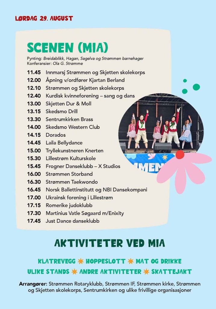 Strømmen Vel: Program for Strømmenfestivalen ("Sagelvafestivalen") 2026. Illustrasjon: Fra festivalprogrammet.