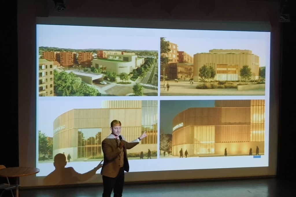 Strømmen Rotaryklubb: Møte på Folkets Hus om Strømmen badeland, med representanter fra Thon Gruppen, Lillestrøm kommune og Idrettsrådet. Foto: Vårt Strømmen, www.vartstrommen.no